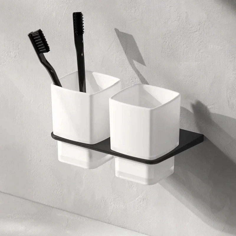 Стакан для зубных щеток настенный двойной AM.PM Inspire 2.0 A50A343422 стеклянный, черный