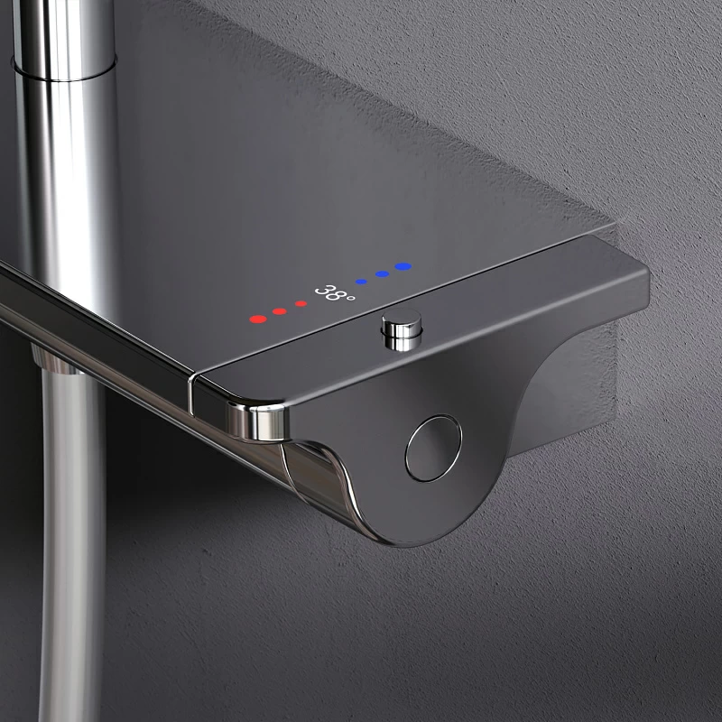 Душевая система AM.PM Spirit 2.0 F0770A400 стойка с тропическим душем, термостатом, смесителем, хром