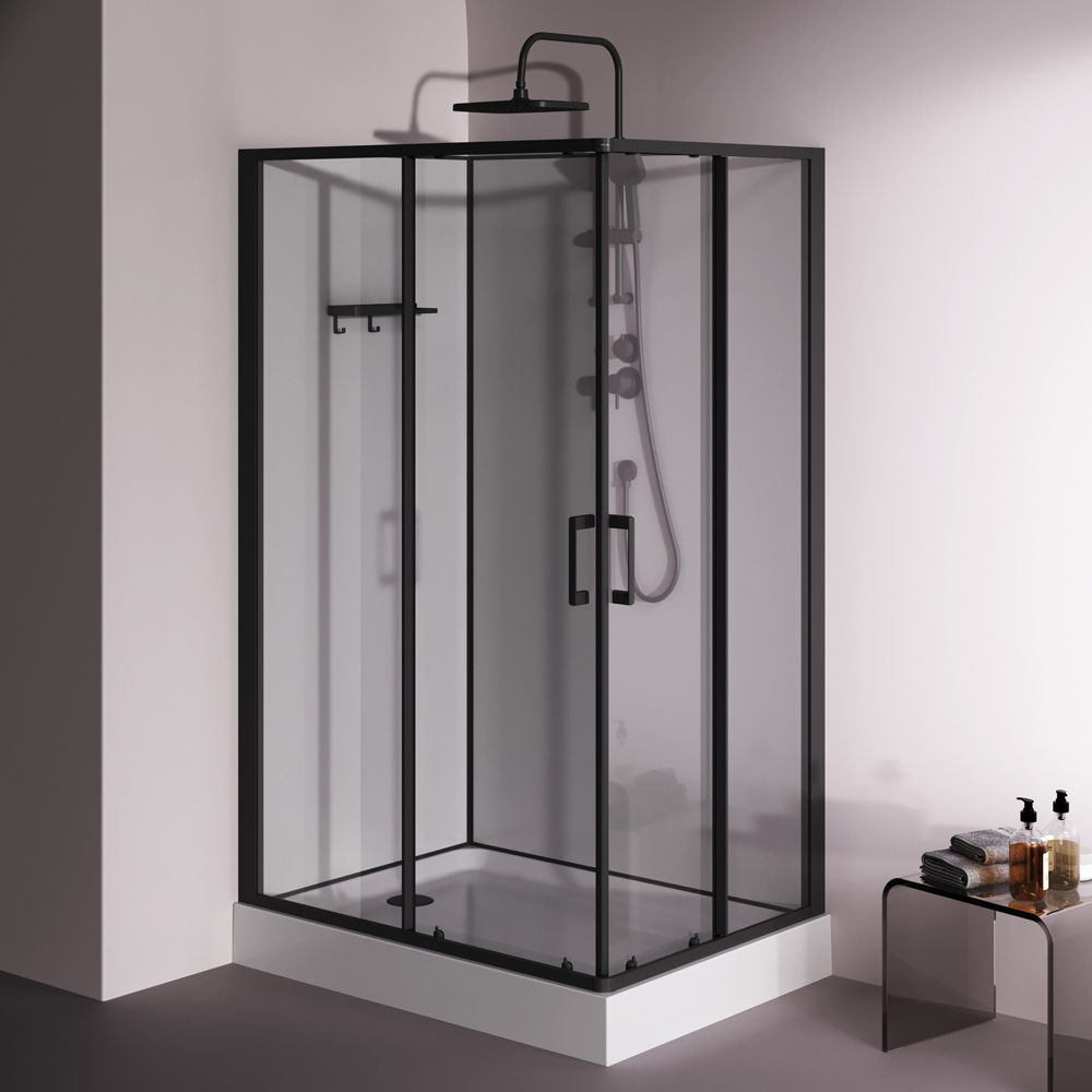 Душевая кабина 120x90 см, прямоугольная, без гидромассажа Above W9XC-403-12090BT, Черный, белый, прозрачное
