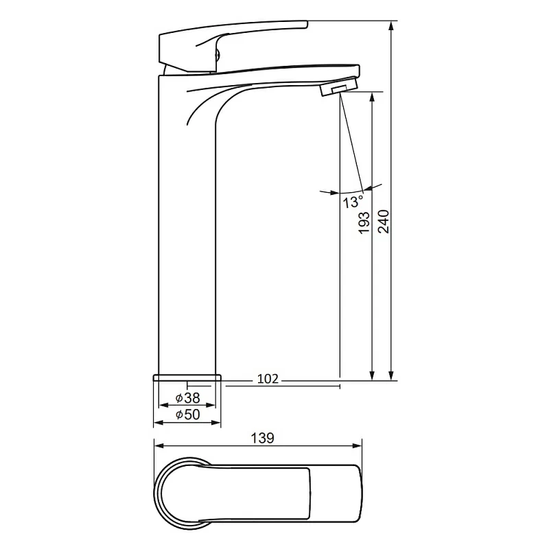 Смеситель для раковины (умывальника) Damixa Eclipse 2.0 480250000 высокий хром