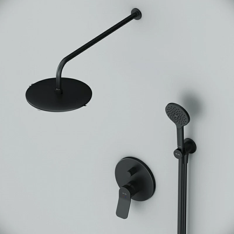 Встраиваемая душевая система AM.PM X-Joy FB85A1RH22 черная: тропический верхний душ, ручной душ
