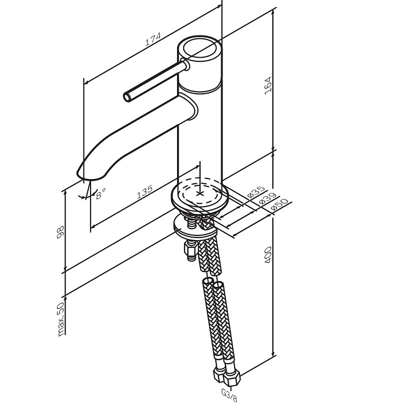 Смеситель для раковины (умывальника) AM.PM Libre F6002200 хром
