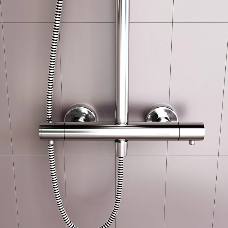 Душевая система Damixa Option DX218091000 стойка с тропическим душем, термостатом, смесителем, хром