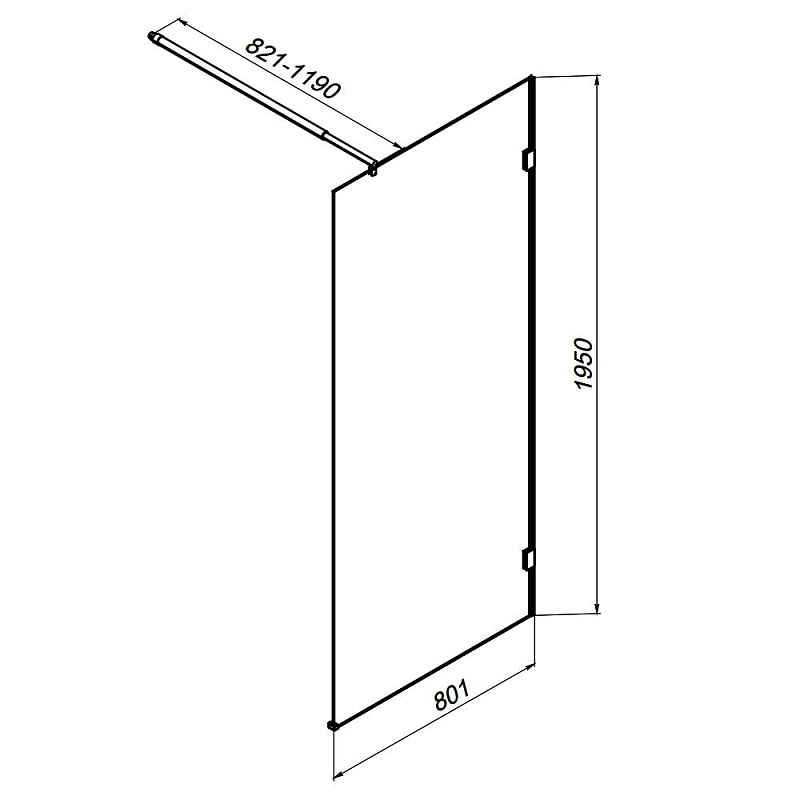 Душевая перегородка 80x195 AM.PM X-Joy W94WI-80-F1-MTE прозрачное стекло, профиль хром