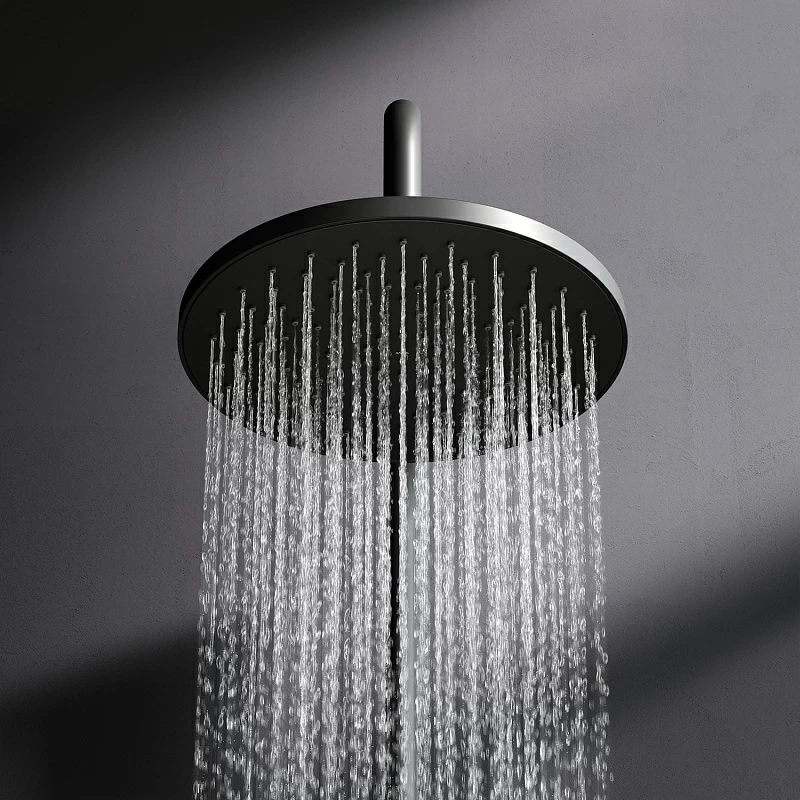 Душевая система AM.PM X-Joy F0785A422 стойка с тропическим душем, термостатом, смесителем, черная матовая