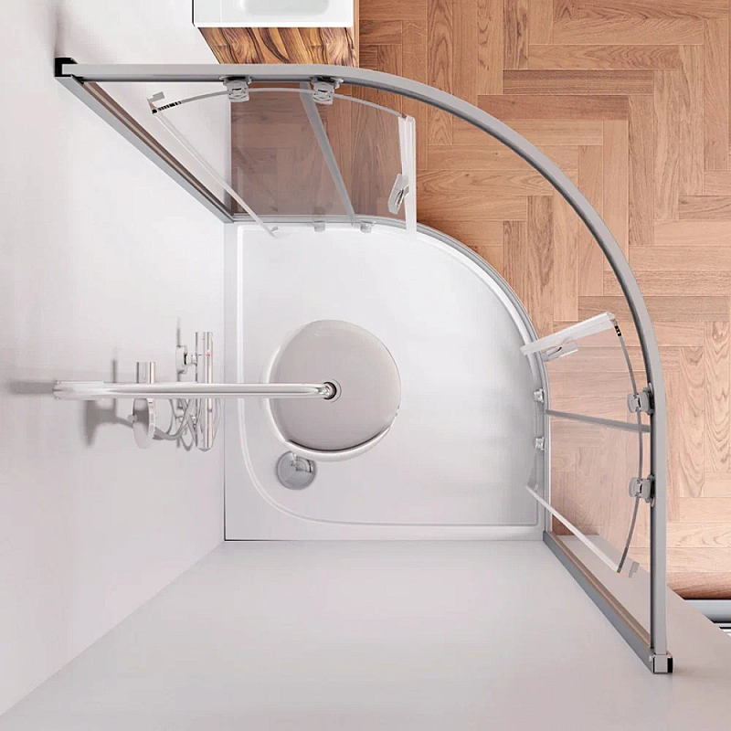 Душевое ограждение без поддона 100x100 AM.PM Gem W90G-401-100WT профиль серебристый