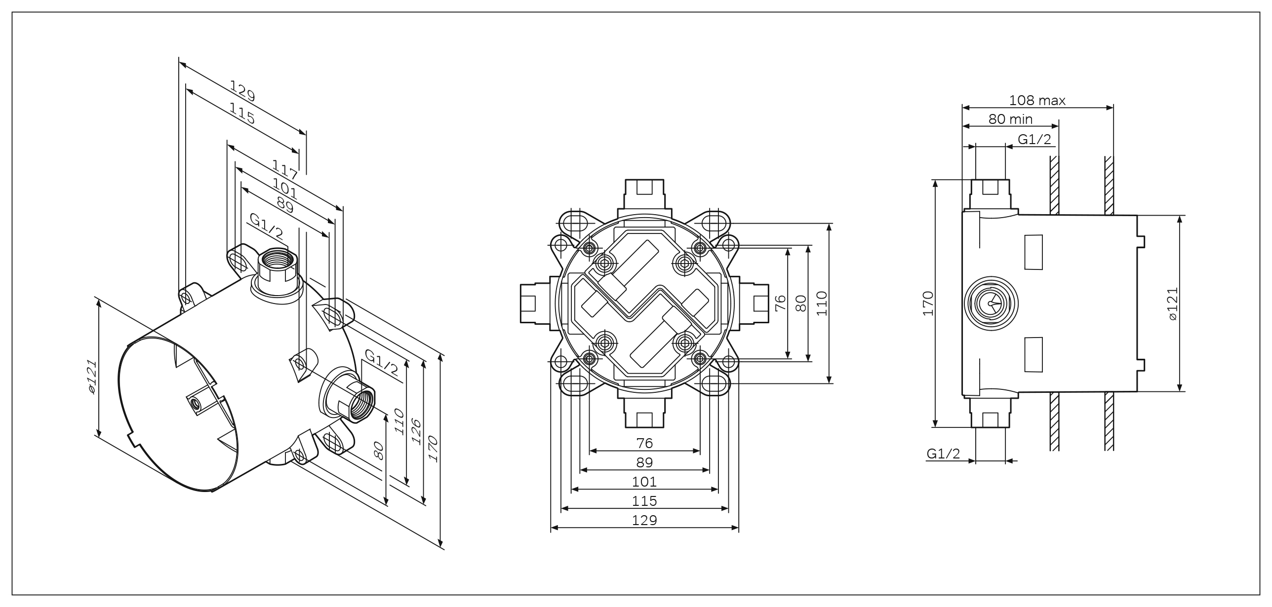 Монтажная коробка AM.PM F100100, Хром