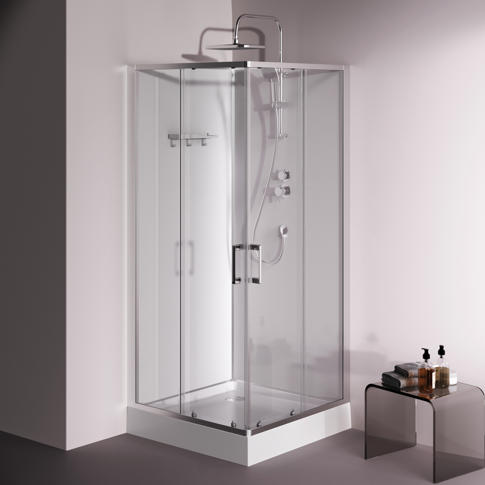 Душевая кабина 90x90 см, без гидромассажа Above W9XC-403-9090MT, Хром, белый, прозрачное