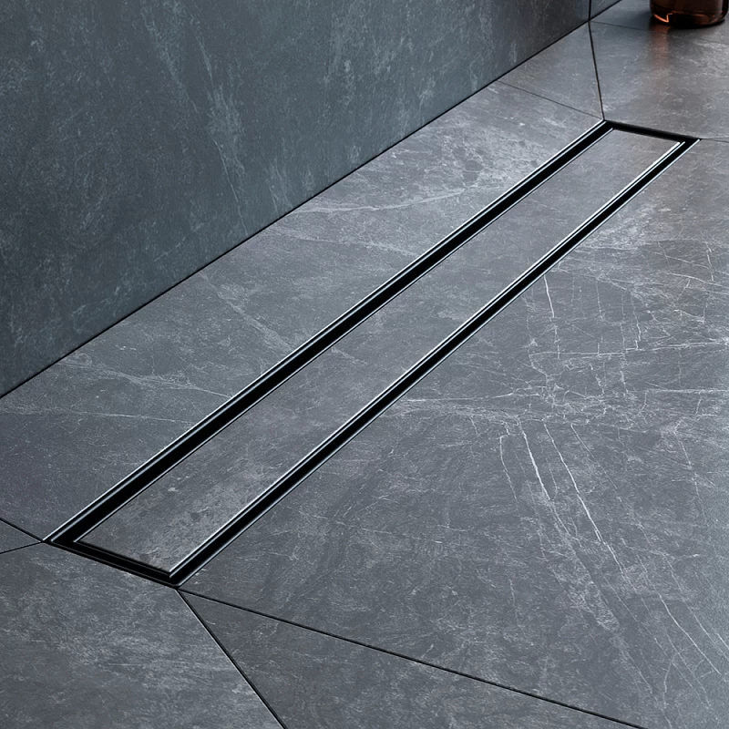 Душевой трап (лоток) 60 AM.PM MasterFlow W01SC-U11-060-04BM комбинированный затвор с черной матовой решеткой под плитку