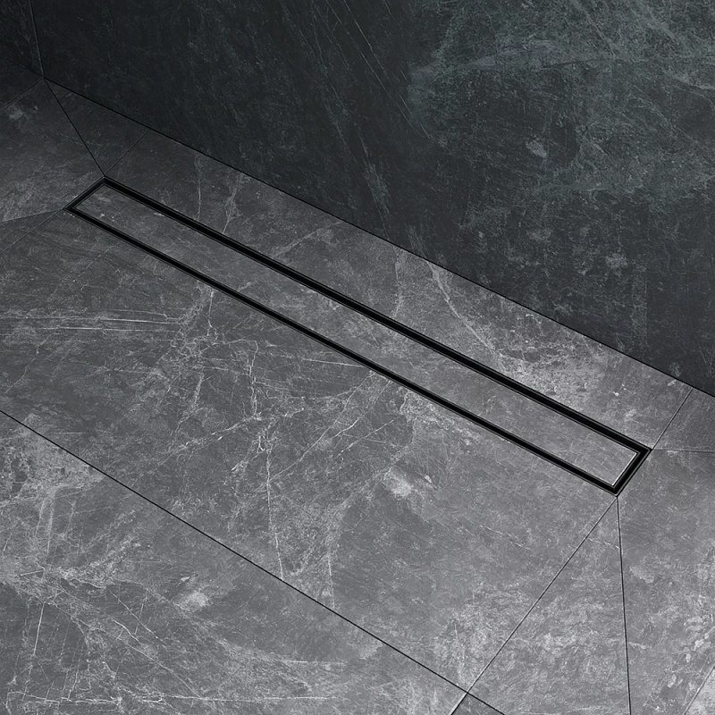 Душевой трап (лоток) 70 AM.PM MasterFlow W01SC-U11-070-04BM комбинированный затвор с черной матовой решеткой под плитку