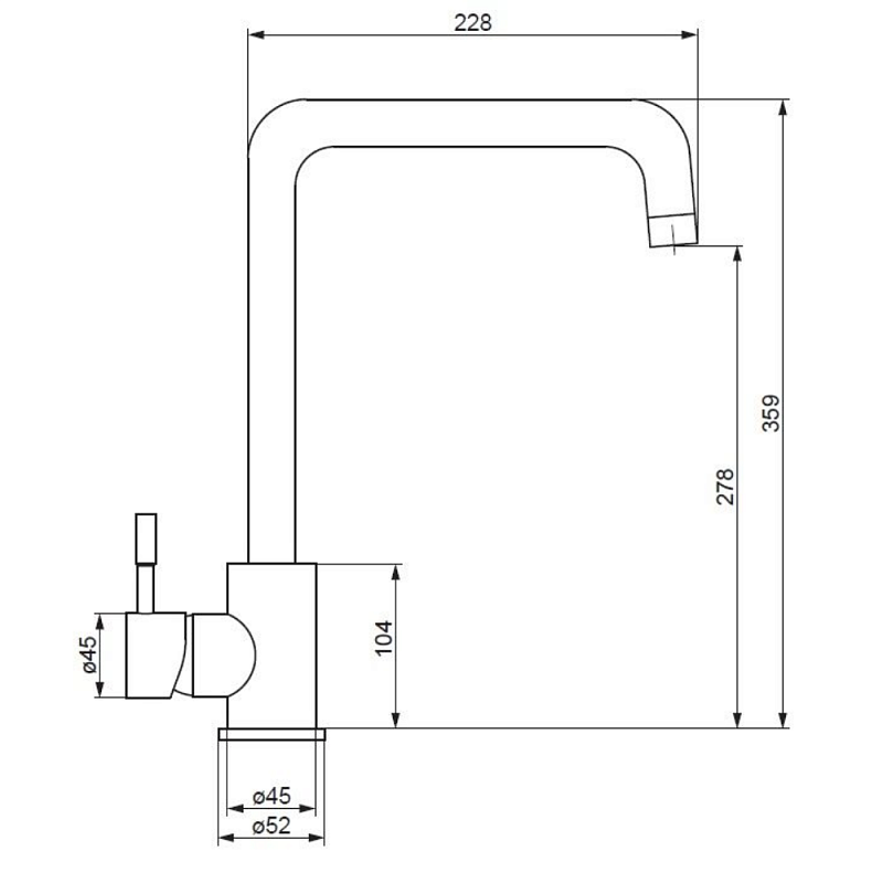 Cмеситель для кухни Damixa Merkur 710720000 высокий с каналом питьевой воды, сатин