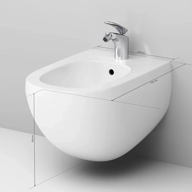 Биде подвесное AM.PM Sensation C303411WH белый глянец + смеситель хром