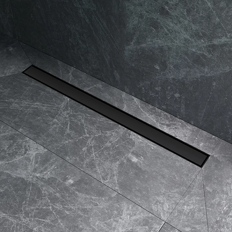 Душевой трап (лоток) 90 AM.PM MasterFlow W01SC-U11-090-04BM комбинированный затвор с черной матовой решеткой под плитку