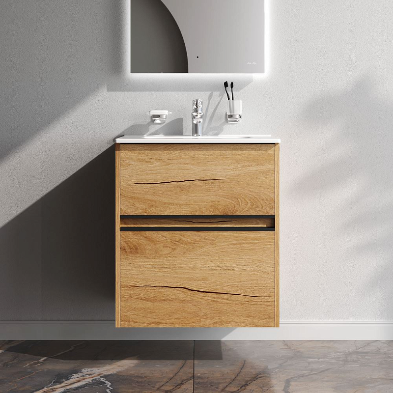 Тумба с раковиной 60 AM.PM Sense M7B-FUX0602OF-WCC0602WG подвесная/напольная на ножках, светлое дерево