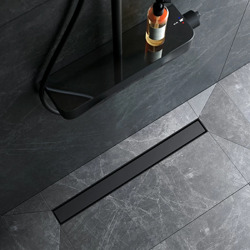 Душевой трап (лоток) 70 AM.PM MasterFlow W01SC-U11-070-04BM комбинированный затвор с черной матовой решеткой под плитку