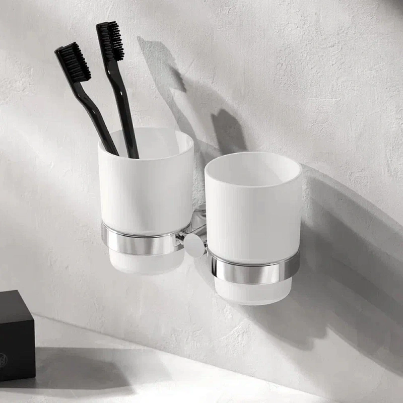 Стакан для зубных щеток настенный двойной AM.PM Sense L A74343400 стеклянный, хром