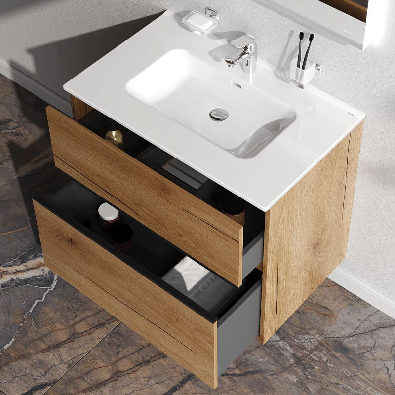 Тумба под раковину 80 AM.PM Sense M7BFUX0802OF подвесная/напольная на ножках, светлое дерево