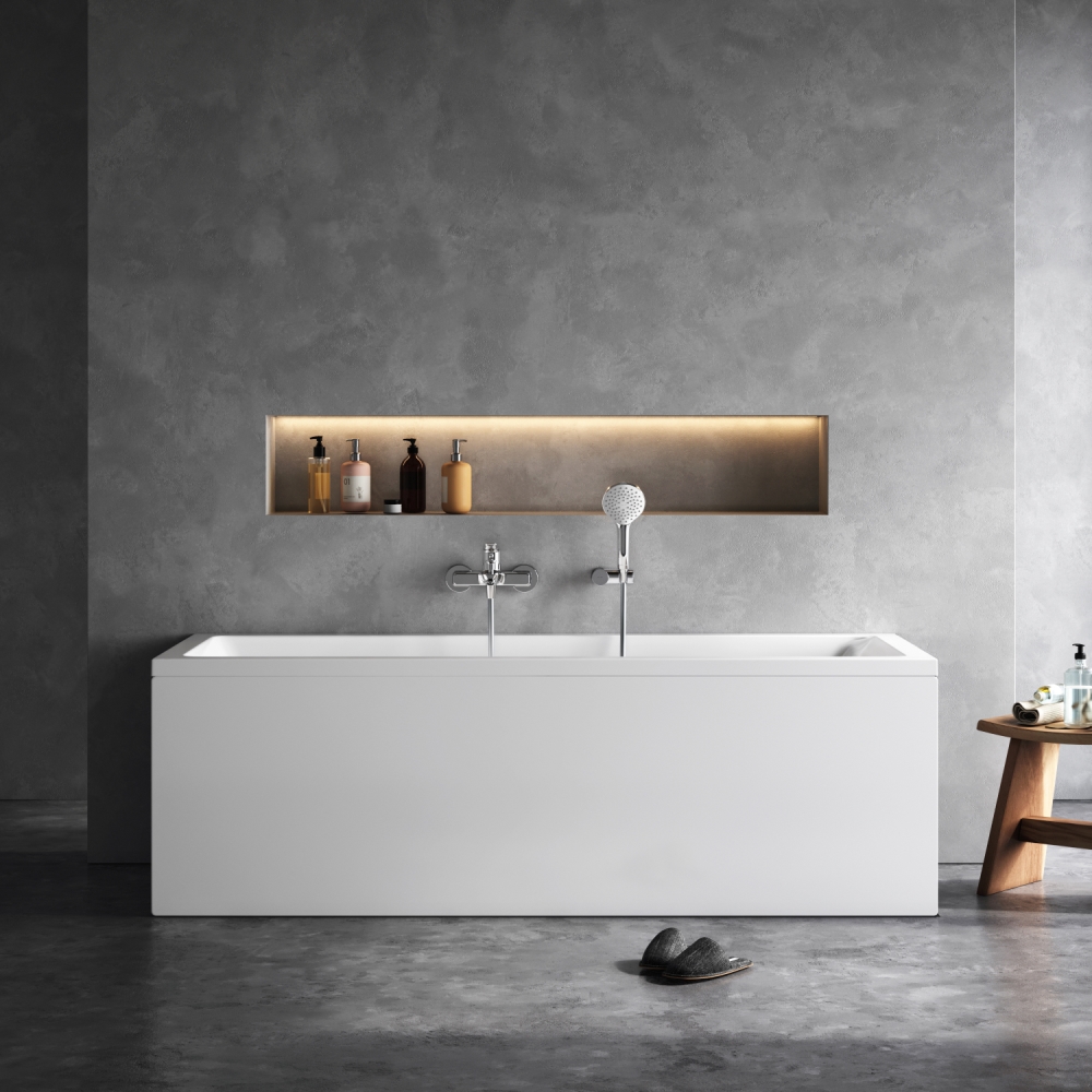 Ванна акриловая 180x70 см Gem W93A-180-070W-A, Белый