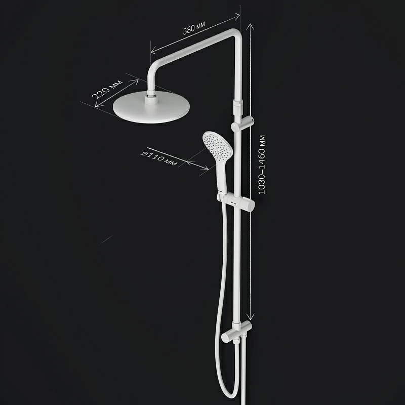 Душевая система AM.PM Gem F0790033 стойка с тропическим душем, белая