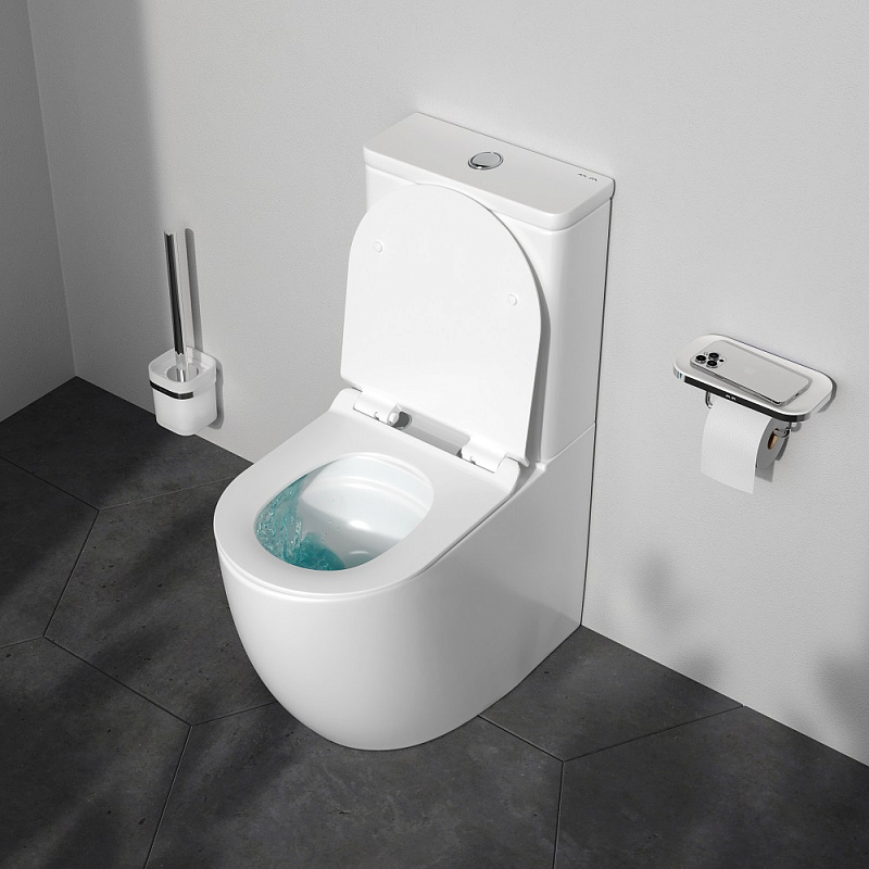 Унитаз-компакт напольный AM.PM Like C808600SC безободковый с сиденьем микролифт, белый