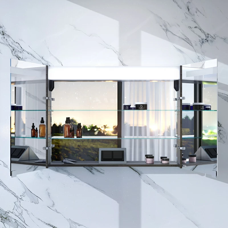 Шкафчик с зеркалом в ванную 100 AM.PM Sensation M30MCX1001TF с подсветкой табачный дуб