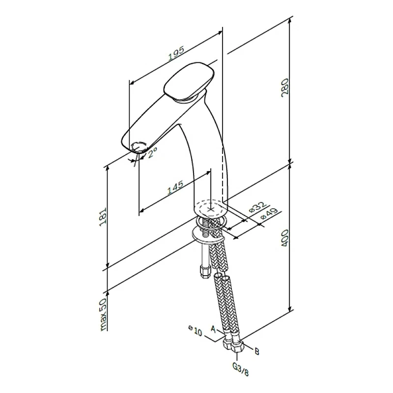 Смеситель для раковины (умывальника) AM.PM Spirit 2.0 F70A92000 высокий, хром