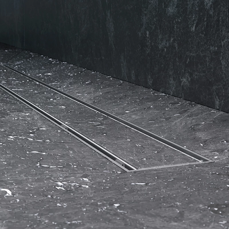 Душевой трап (лоток) 80 AM.PM PrimeFlow W02SC-U11-080-04SB комбинированный затвор со стальной матовой решеткой под плитку