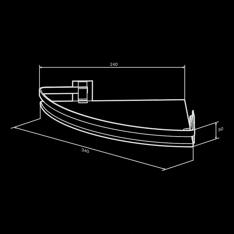 Полка в ванную угловая AM.PM Sense L A7456100 серебристый металл, стекло