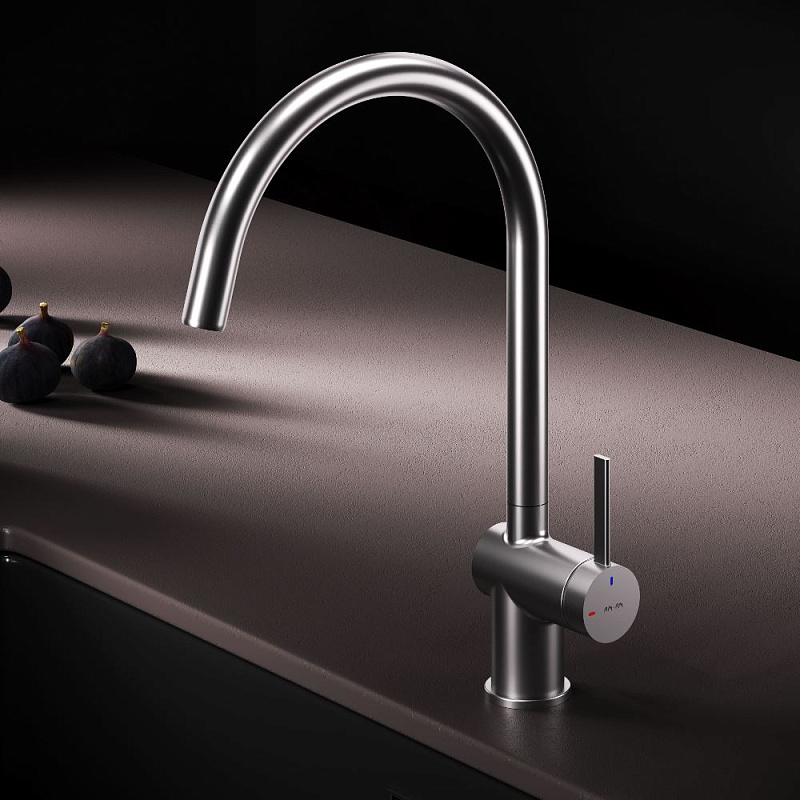 Смеситель для кухни AM.PM Func F8F07011 высокий с С-изливом, сатин