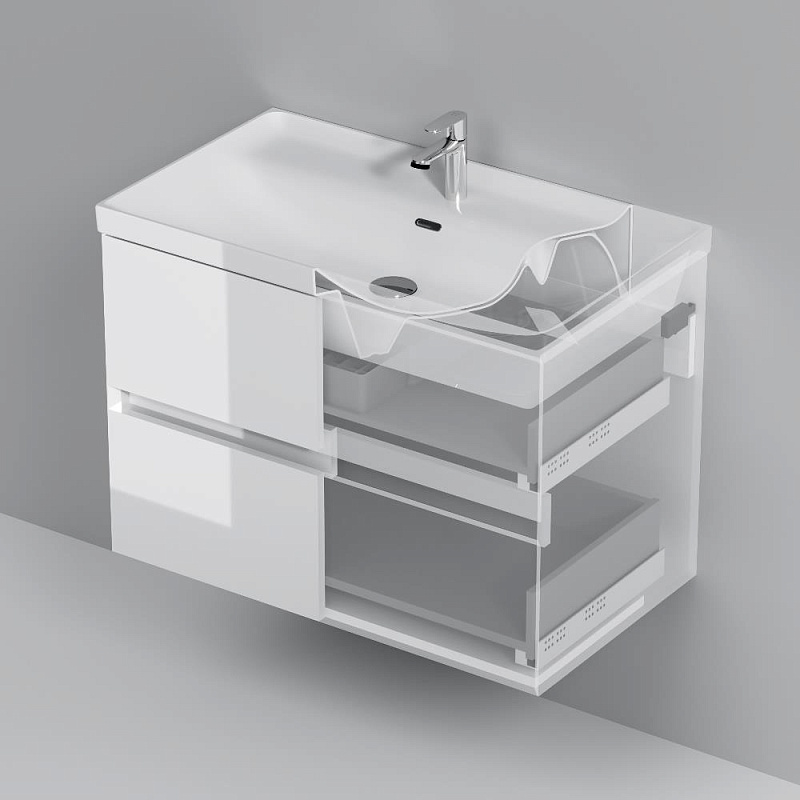 Тумба под раковину 80 AM.PM Above M9XFHX0802WG подвесная белая глянцевая