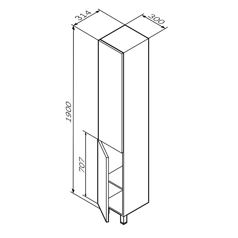 Шкаф-пенал для ванной 30 AM.PM Gem M90CSL0306WG напольный левый белый глянец