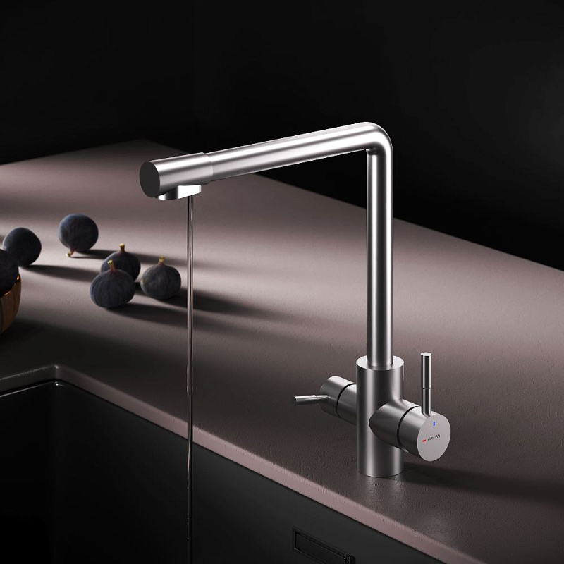 Смеситель для кухни AM.PM X-Joy S F85B05711 высокий, с каналом питьевой воды, сатин