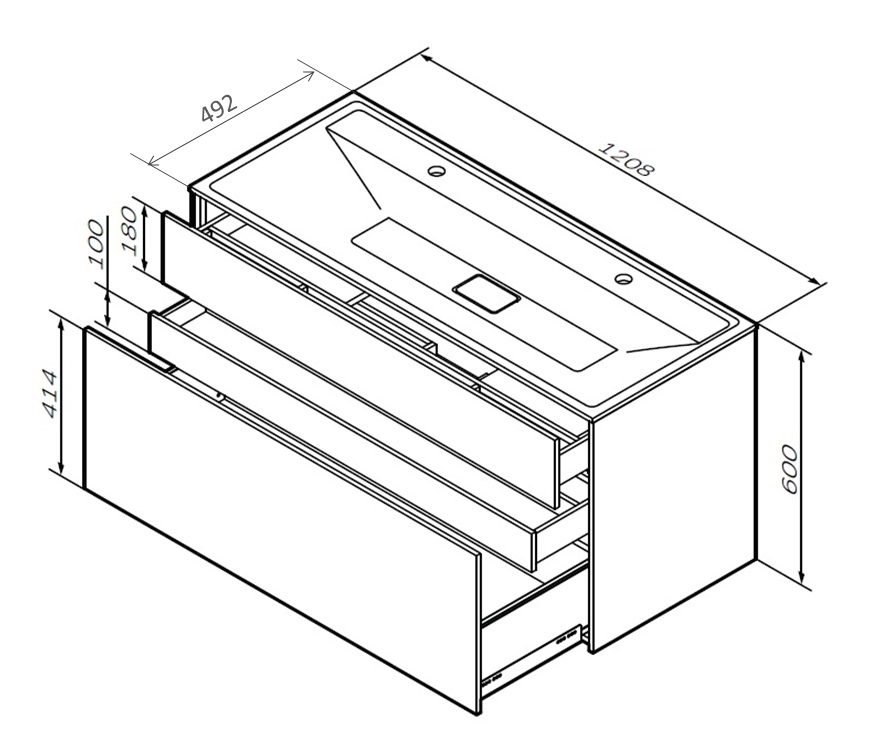 База под раковину подвесная Inspire V2.0 M50AFHX1203GM, Графит матовый