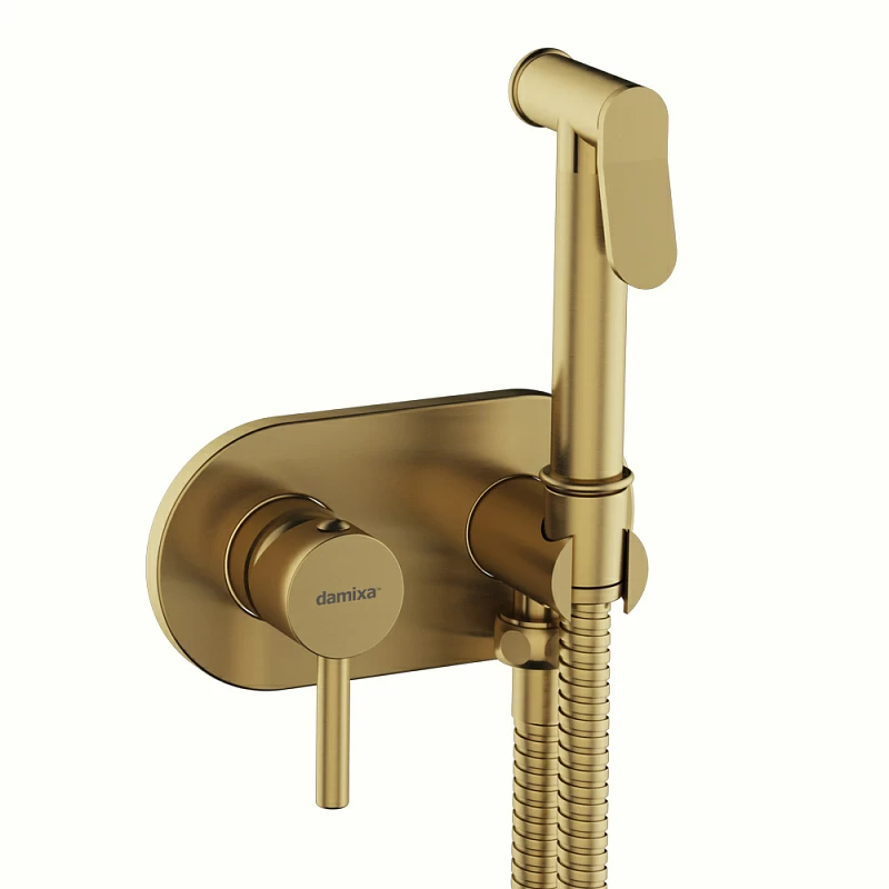 Гигиенический душ со смесителем Damixa Option 214000000 бронзовый встраиваемый, шланг 1500, держатель