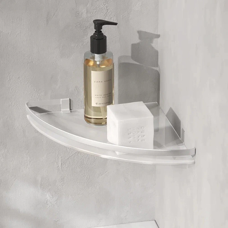 Полка в ванную угловая AM.PM Sense L A7456100 серебристый металл, стекло