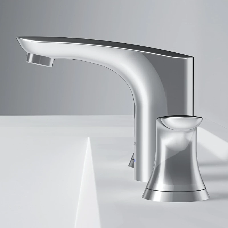 Смеситель для раковины (умывальника) AM.PM Like F8008000 с донным клапаном, трехсекционный, хром