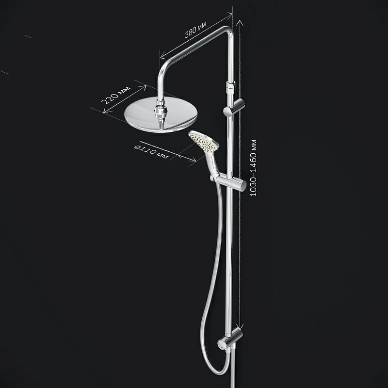 Душевая система AM.PM Gem F0790000 стойка с тропическим душем, хром