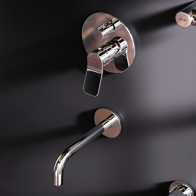 Встраиваемая душевая система AM.PM X-Joy FB85A3RH40 хром: тропический верхний душ, излив с душевой лейкой