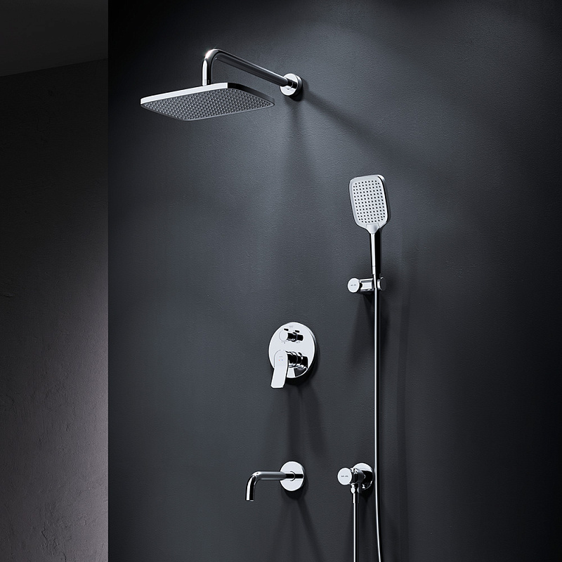 Встраиваемая душевая система AM.PM X-Joy FB85A3RH40 хром: тропический верхний душ, излив с душевой лейкой