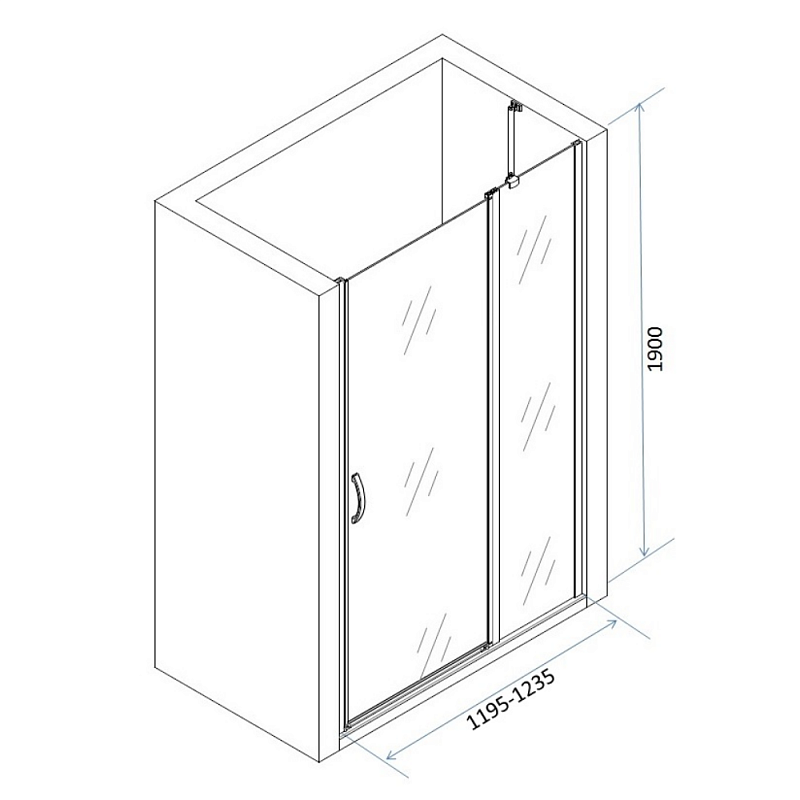 Душевая перегородка с дверью 120190 AM.PM Move W81S-D120-000CT прозрачное стекло, профиль серебристый