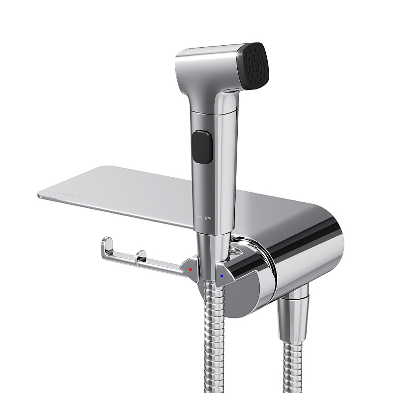 Гигиенический душ со смесителем AM.PM Func F0H8F900 хром встраиваемый, полка, шланг 1200, держатель туалетной бумаги