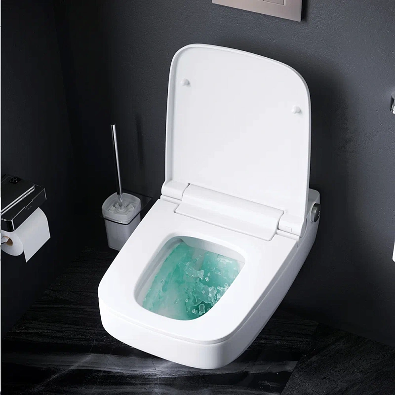 Унитаз-биде подвесной безободковый с инсталляцией AM.PM Inspire 2.0 IS450A38.CCC50A сиденьем микролифт, черной сенс. клавишей