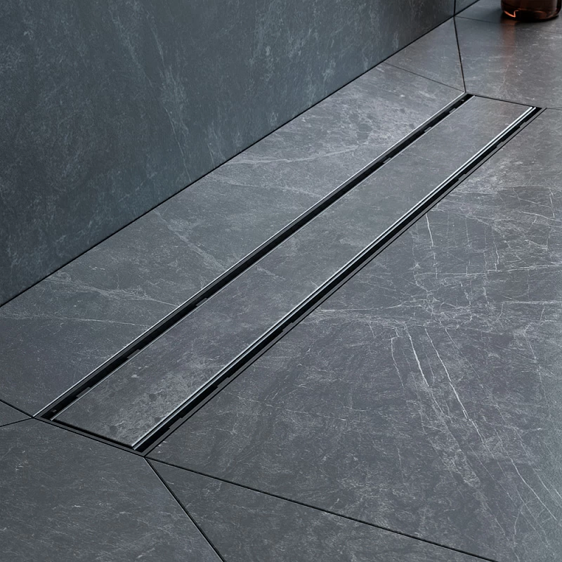 Душевой трап (лоток) 60 AM.PM PrimeFlow W02SC-U11-060-04BM комбинированный затвор с черной матовой решеткой под плитку