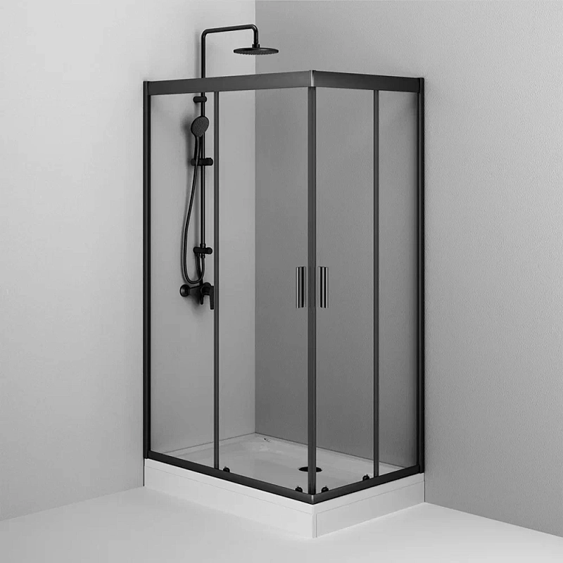 Душевое ограждение без поддона 120х80 AM.PM Gem W90G-404-120280-BT профиль черный матовый