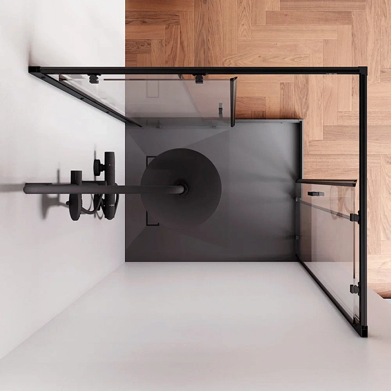 Душевое ограждение без поддона 100x80 AM.PM Gem S W93G-404-100280-BT профиль черный матовый