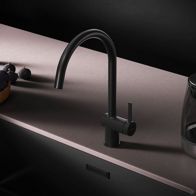 Смеситель для кухни AM.PM Func F8F07022 высокий с С-изливом, черный