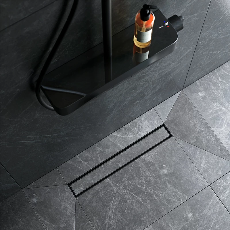 Душевой трап (лоток) 50 AM.PM MasterFlow W01SC-U11-050-04BM комбинированный затвор с черной матовой решеткой под плитку