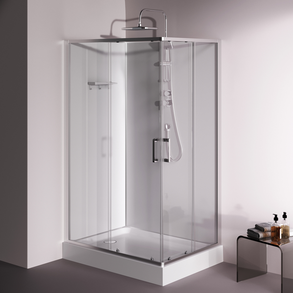Душевая кабина 120x90 см, прямоугольная, без гидромассажа Above W9XC-403-12090MT, Хром, белый, прозрачное
