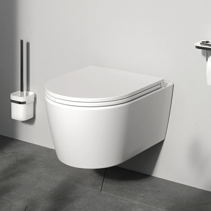 Унитаз подвесной AM.PM Func C8F1700MWSC (глубина 49 см) безободковый с сиденьем микролифт, белый матовый