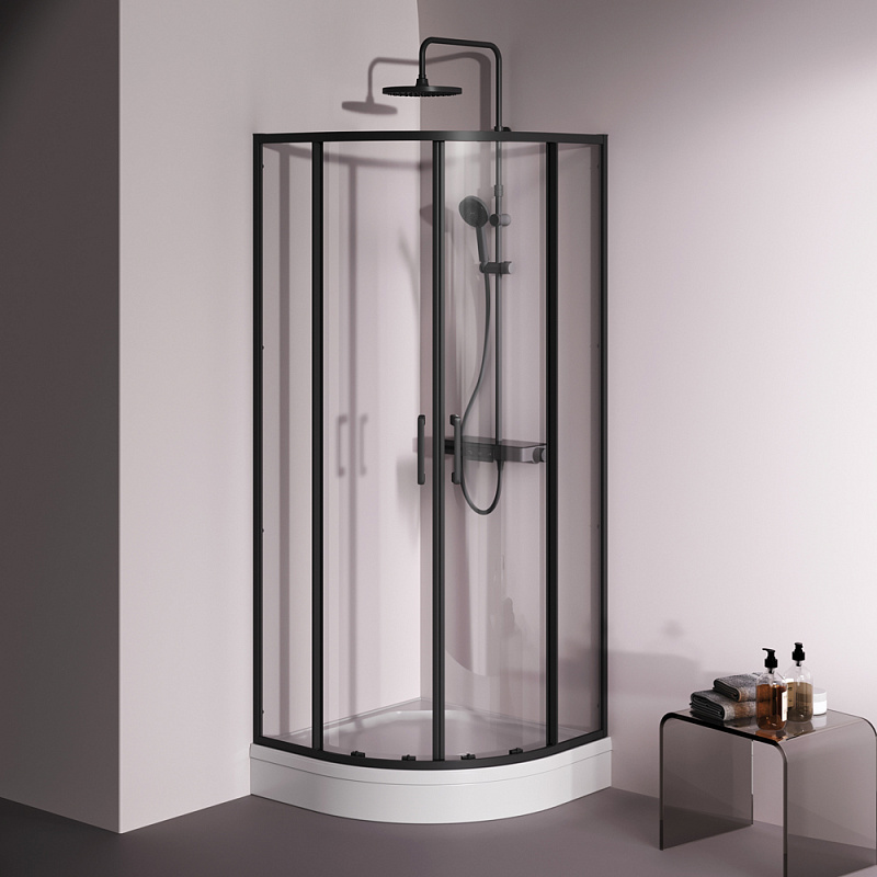 Душевое ограждение без поддона 80x80 AM.PM Above W9XG-401-8080-BT профиль черный